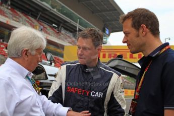 World © Octane Photographic Ltd. Sunday 11th May 2014. Circuit de Catalunya, Barcelona, Spain. F1/GP2/GP3 Mercedes SLS AMG Safety Car with Herbie Blash, Alexander Wurz and Berndt Maylander. Digital Ref :Herbie Blash, Alexander Wurz and Berndt Maylander. Digital Ref :