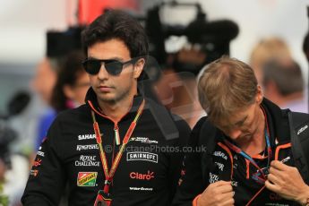 World © Octane Photographic Ltd. Sunday 11th May 2014. Circuit de Catalunya - Spain - Formula 1 Paddock. Sahara Force India VJM07 – Sergio Perez. Digital Ref: