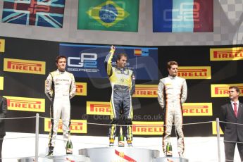 World © Octane Photographic Ltd. Sunday 11th May 2014. GP2 Race 2 – Circuit de Catalunya, Barcelona, Spain. Felipe Nasr (1st) - Carlin, Jolyon Palmer (2nd) - DAMS and Tom Dillmann (3rd) - Arden International. Digital Ref :