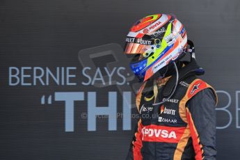 World © Octane Photographic Ltd. Sunday 11th May 2014. Circuit de Catalunya - Spain - Formula 1 Parc Ferme. Lotus F1 Team E22 - Romain Grosjean. Digital Ref: