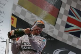 World © Octane Photographic Ltd. Thursday 8th May 2014. Circuit de Catalunya - Spain - Formula 1 Podium. Mercedes AMG Petronas F1 W05 Hybrid – Lewis Hamilton (1st). Digital Ref: