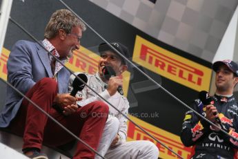 World © Octane Photographic Ltd. Thursday 8th May 2014. Circuit de Catalunya - Spain - Formula 1 Podium. Mercedes AMG Petronas F1 W05 Hybrid – Lewis Hamilton (1st) and Eddie Jordan. Digital Ref: