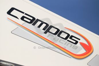 World © Octane Photographic Ltd. Thursday 8th May 2014. GP2 Paddock – Circuit de Catalunya, Barcelona, Spain. Campos Racing logo. Digital Ref : 0923cb1d2815