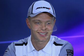 World © Octane Photographic Ltd. Thursday 8th May 2014. Circuit de Catalunya – Barcelona, Spain. Formula 1 press conference. Kevin Magnussen – McLaren Mercedes. Digital Ref : 0924lb1d2931