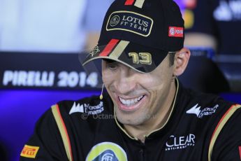 World © Octane Photographic Ltd. Thursday 8th May 2014. Circuit de Catalunya – Barcelona, Spain. Formula 1 press conference. Pastor Maldonado – Lotus F1 Team. Digital Ref : 0924lb1d2947