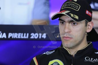 World © Octane Photographic Ltd. Thursday 8th May 2014. Circuit de Catalunya – Barcelona, Spain. Formula 1 press conference. Pastor Maldonado – Lotus F1 Team. Digital Ref : 0924lb1d3009