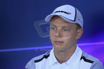 World © Octane Photographic Ltd. Thursday 8th May 2014. Circuit de Catalunya – Barcelona, Spain. Formula 1 press conference. Kevin Magnussen – McLaren Mercedes. Digital Ref : 0924lb1d3156