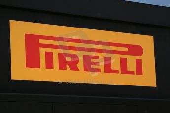 World © Octane Photographic Ltd. Thursday 8th May 2014. Circuit de Catalunya - Spain - Formula 1 Paddock. Pirelli logo. Digital Ref: 0922lb1d2768