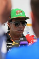 World © Octane Photographic Ltd. Thursday 8th May 2014. Circuit de Catalunya - Spain - Formula 1 Paddock. Sahara Force India VJM07 – Sergio Perez. Digital Ref: 0922lb1d2802