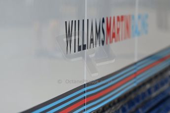 World © Octane Photographic Ltd. Thursday 8th May 2014. Circuit de Catalunya - Spain - Formula 1 Paddock. Williams Martini Racing logo. Digital Ref: 0922lb1d2840