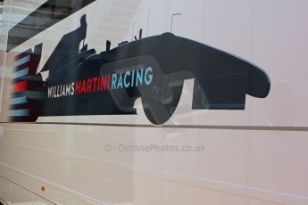 World © Octane Photographic Ltd. Thursday 8th May 2014. Circuit de Catalunya - Spain - Formula 1 Paddock. Williams Martini Racing logo. Digital Ref: 0922lw7d8607