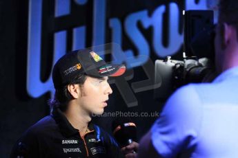 World © Octane Photographic Ltd. F1 USA GP, Austin, Texas, Circuit of the Americas (COTA). Wednesday 30th October 2014 – Fans Forum, Gibson Bar. Sergio Perez – Sahara Force India. Digital Ref : 1142LB1D7055