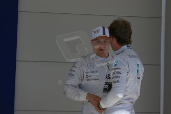 World © Octane Photographic Ltd. Saturday 1st November 2014, F1 USA GP, Austin, Texas, Circuit of the Americas (COTA) - Qualifying. Mercedes AMG Petronas F1 W05 Hybrid - Nico Rosberg and Williams Martini Racing FW36 – Valtteri Bottas. Digital Ref: 1149LB1D0447