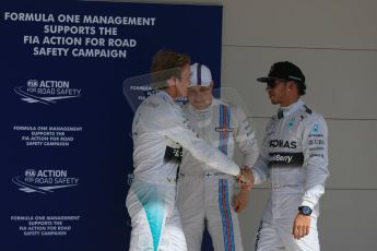 World © Octane Photographic Ltd. Saturday 1st November 2014, F1 USA GP, Austin, Texas, Circuit of the Americas (COTA) - Qualifying. Mercedes AMG Petronas F1 W05 Hybrid - Nico Rosberg, Mercedes AMG Petronas F1 W05 – Lewis Hamilton and Williams Martini Racing FW36 – Valtteri Bottas. Digital Ref: 1149LB1D0469