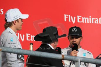 World © Octane Photographic Ltd. Sunday 2nd November 2014, F1 USA GP, Austin, Texas, Circuit of the Americas (COTA) - Podium. Mercedes AMG Petronas F1 W05 Hybrid – Lewis Hamilton. Digital Ref: 1152LB1D2146