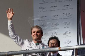 World © Octane Photographic Ltd. Sunday 2nd November 2014, F1 USA GP, Austin, Texas, Circuit of the Americas (COTA) - Podium. Mercedes AMG Petronas F1 W05 Hybrid - Nico Rosberg. Digital Ref: 1152LW1L4334