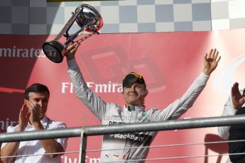 World © Octane Photographic Ltd. Sunday 2nd November 2014, F1 USA GP, Austin, Texas, Circuit of the Americas (COTA) - Podium. Mercedes AMG Petronas F1 W05 Hybrid – Lewis Hamilton. Digital Ref: 1152LW1L4395