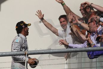 World © Octane Photographic Ltd. Sunday 2nd November 2014, F1 USA GP, Austin, Texas, Circuit of the Americas (COTA) - Podium. Mercedes AMG Petronas F1 W05 Hybrid – Lewis Hamilton. Digital Ref: 1152LW1L4424