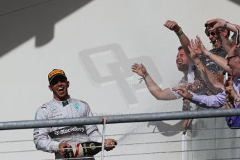 World © Octane Photographic Ltd. Sunday 2nd November 2014, F1 USA GP, Austin, Texas, Circuit of the Americas (COTA) - Podium. Mercedes AMG Petronas F1 W05 Hybrid – Lewis Hamilton. Digital Ref: 1152LW1L4429