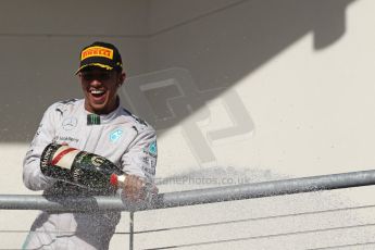 World © Octane Photographic Ltd. Sunday 2nd November 2014, F1 USA GP, Austin, Texas, Circuit of the Americas (COTA) - Podium. Mercedes AMG Petronas F1 W05 Hybrid – Lewis Hamilton. Digital Ref: 1152LW1L4437