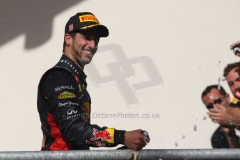 World © Octane Photographic Ltd. Sunday 2nd November 2014, F1 USA GP, Austin, Texas, Circuit of the Americas (COTA) - Podium. Infiniti Red Bull Racing RB10 – Daniel Ricciardo. Digital Ref: 1152LW1L4458