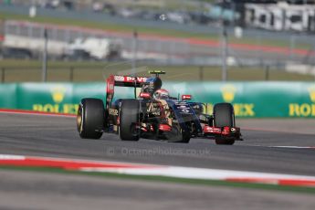 World © Octane Photographic Ltd. Friday 31st October 2014, F1 USA GP, Austin, Texas, Circuit of the Americas (COTA) - Practice 1. Lotus F1 Team E22 – Pastor Maldonado. Digital Ref: 1144LB1D7854