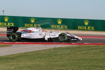 World © Octane Photographic Ltd. Friday 31st October 2014, F1 USA GP, Austin, Texas, Circuit of the Americas (COTA) - Practice 1. Williams Martini Racing FW36 – Felipe Nasr. Digital Ref: 1144LW1L3494
