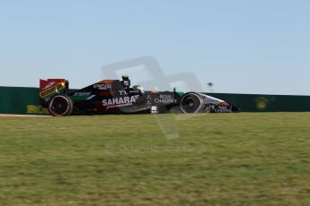 World © Octane Photographic Ltd. Friday 31st October 2014, F1 USA GP, Austin, Texas, Circuit of the Americas (COTA) - Practice 1. Sahara Force India VJM07 – Sergio Perez. Digital Ref: 1144LW1L3610
