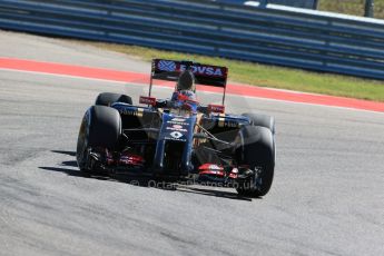 World © Octane Photographic Ltd. Friday 31st October 2014, F1 USA GP, Austin, Texas, Circuit of the Americas (COTA) - Practice 2. Lotus F1 Team E22 - Romain Grosjean. Digital Ref: 1145LB1D8520