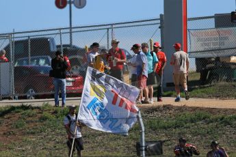 World © Octane Photographic Ltd. Friday 31st October 2014, F1 USA GP, Austin, Texas, Circuit of the Americas (COTA) - Practice 2. Kimi Raikkonen fan with "Kimi is the Iceman" flag. Digital Ref: 1145LB1D8539
