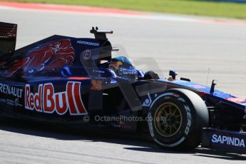 World © Octane Photographic Ltd. Friday 31st October 2014, F1 USA GP, Austin, Texas, Circuit of the Americas (COTA) - Practice 2. Scuderia Toro Rosso STR9 – Jean-Eric Vergne. Digital Ref: 1145LB1D8602