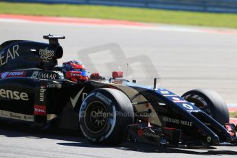 World © Octane Photographic Ltd. Friday 31st October 2014, F1 USA GP, Austin, Texas, Circuit of the Americas (COTA) - Practice 2. Lotus F1 Team E22 - Romain Grosjean. Digital Ref: 1145LB1D8614