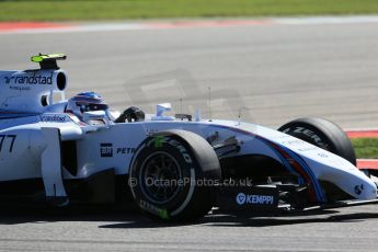 World © Octane Photographic Ltd. Friday 31st October 2014, F1 USA GP, Austin, Texas, Circuit of the Americas (COTA) - Practice 2. Williams Martini Racing FW36 – Valtteri Bottas. Digital Ref: 1145LB1D8659