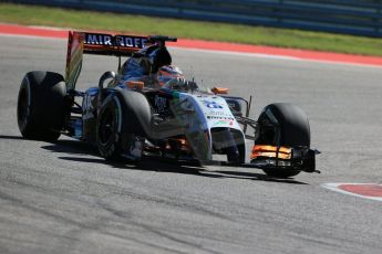 World © Octane Photographic Ltd. Friday 31st October 2014, F1 USA GP, Austin, Texas, Circuit of the Americas (COTA) - Practice 2. Sahara Force India VJM07 – Nico Hulkenburg. Digital Ref : 1145LB1D8813