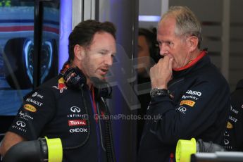 World © Octane Photographic Ltd. Saturday 1st November 2014, F1 USA GP, Austin, Texas, Circuit of the Americas (COTA) - Practice 3. Infiniti Red Bull Racing Christian Horner and Dr. Helmut Marko. Digital Ref: 1147LB1D0152