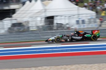 World © Octane Photographic Ltd. Saturday 1st November 2014, F1 USA GP, Austin, Texas, Circuit of the Americas (COTA) - Qualifying. Sahara Force India VJM07 – Sergio Perez. Digital Ref: 1148LW1L4221