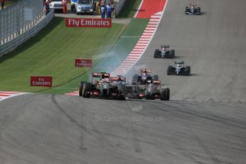 World © Octane Photographic Ltd. Sunday 2nd November 2014, F1 USA GP, Austin, Texas, Circuit of the Americas (COTA) - Race. Lotus F1 Team E22 - Romain Grosjean. Digital Ref: 1151LB1D1510