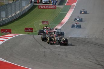 World © Octane Photographic Ltd. Sunday 2nd November 2014, F1 USA GP, Austin, Texas, Circuit of the Americas (COTA) - Race. Lotus F1 Team E22 - Romain Grosjean. Digital Ref: 1151LB1D1516