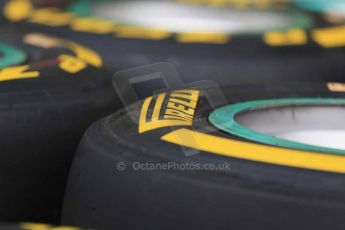 World © Octane Photographic Ltd. F1 USA GP, Austin, Texas, Circuit of the Americas (COTA). Wednesday 30th October 2014 – Pitlane setup. Mercedes AMG Petronas F1 W05 Hybrid wheels with Pirelli yellow soft tyres. Digital Ref : 1141LB1D6961