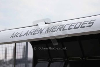 World © Octane Photographic Ltd. F1 USA GP, Austin, Texas, Circuit of the Americas (COTA). Wednesday 30th October 2014 – Pitlane setup. McLaren Mercedes pit wall. Digital Ref : 1141LB1D6975