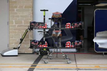 World © Octane Photographic Ltd. F1 USA GP, Austin, Texas, Circuit of the Americas (COTA). Wednesday 30th October 2014 – Pitlane setup. Scuderia Toro Rosso STR09 front wings. Digital Ref : 1141LB1D6983