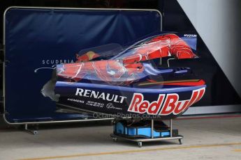 World © Octane Photographic Ltd. F1 USA GP, Austin, Texas, Circuit of the Americas (COTA). Wednesday 30th October 2014 – Pitlane setup. Scuderia Toro Rosso STR09 side pod covers. Digital Ref : 1141LB1D6985