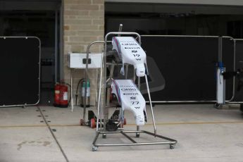 World © Octane Photographic Ltd. F1 USA GP, Austin, Texas, Circuit of the Americas (COTA). Wednesday 30th October 2014 – Pitlane setup. Williams Martini Racing nose. Digital Ref : 1141LB1D6992