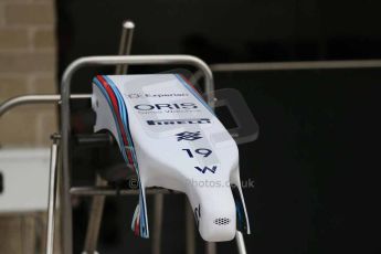 World © Octane Photographic Ltd. F1 USA GP, Austin, Texas, Circuit of the Americas (COTA). Wednesday 30th October 2014 – Pitlane setup. Williams Martini Racing nose - Felipe Massa. Digital Ref : 1141LB1D6994