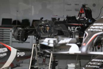 World © Octane Photographic Ltd. F1 USA GP, Austin, Texas, Circuit of the Americas (COTA). Wednesday 30th October 2014 – Pitlane setup. Sauber F1 Team C33 nose and front suspension. Digital Ref : 1141LB1D7005