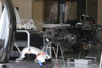 World © Octane Photographic Ltd. F1 USA GP, Austin, Texas, Circuit of the Americas (COTA). Wednesday 30th October 2014 – Pitlane setup. McLaren Mercedes MP4/29 front suspension and brakes. Digital Ref : 1141LB1D7019