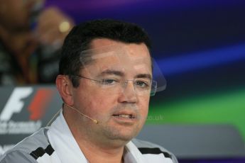 World © Octane Photographic Ltd. Friday 31st October 2014, F1 USA GP, Austin, Texas, Circuit of the Americas (COTA) - FIA Press Conference. McLaren Mercedes Racing Director – Eric Boullier. Digital Ref: 1146LB1D9197