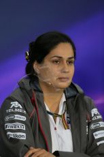 World © Octane Photographic Ltd. Friday 31st October 2014, F1 USA GP, Austin, Texas, Circuit of the Americas (COTA) - FIA Press Conference. Sauber F1 Team Team Principle – Monisha Kaltenborn. Digital Ref: 1146LB1D9212