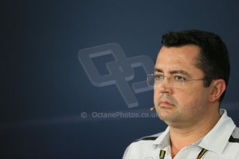 World © Octane Photographic Ltd. Friday 31st October 2014, F1 USA GP, Austin, Texas, Circuit of the Americas (COTA) - FIA Press Conference. McLaren Mercedes Racing Director – Eric Boullier. Digital Ref: 1146LB1D9332