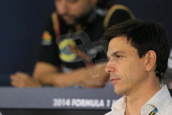 World © Octane Photographic Ltd. Friday 31st October 2014, F1 USA GP, Austin, Texas, Circuit of the Americas (COTA) - FIA Press Conference. Mercedes AMG Petronas Executive Director  – Toto Wolff. Digital Ref: 1146LB1D9335